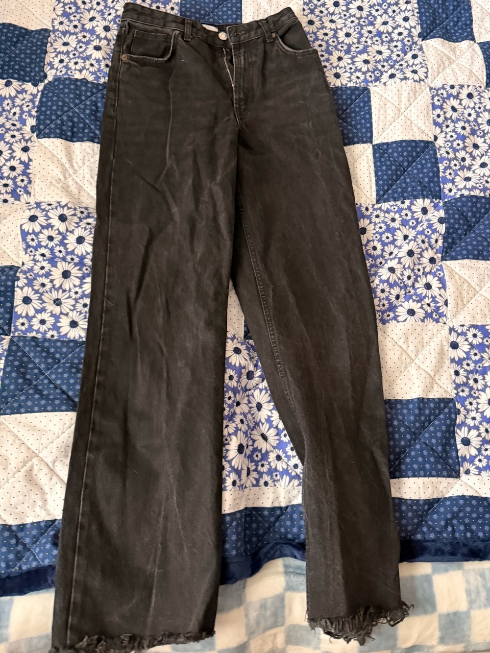 Zara Black Washed Wide-Leg Women’s Jeans